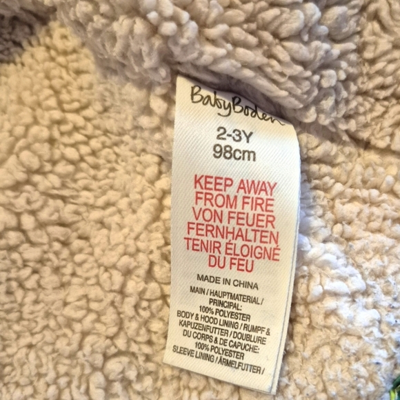 Baby Boden size 2-3 years Dinosaur sherpa lined jacket, play condition - Picture 4 of 7